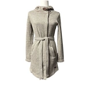 Roots Canada Hooded Toggle Button Knit Coat Women XS Grey‎ Heathered Belted